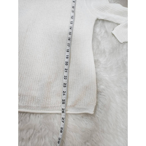 Coldwater Creek Womens White Long Sleeve V-Neck Fishnet Crochet Sweater Size L‎ - Picture 6 of 6